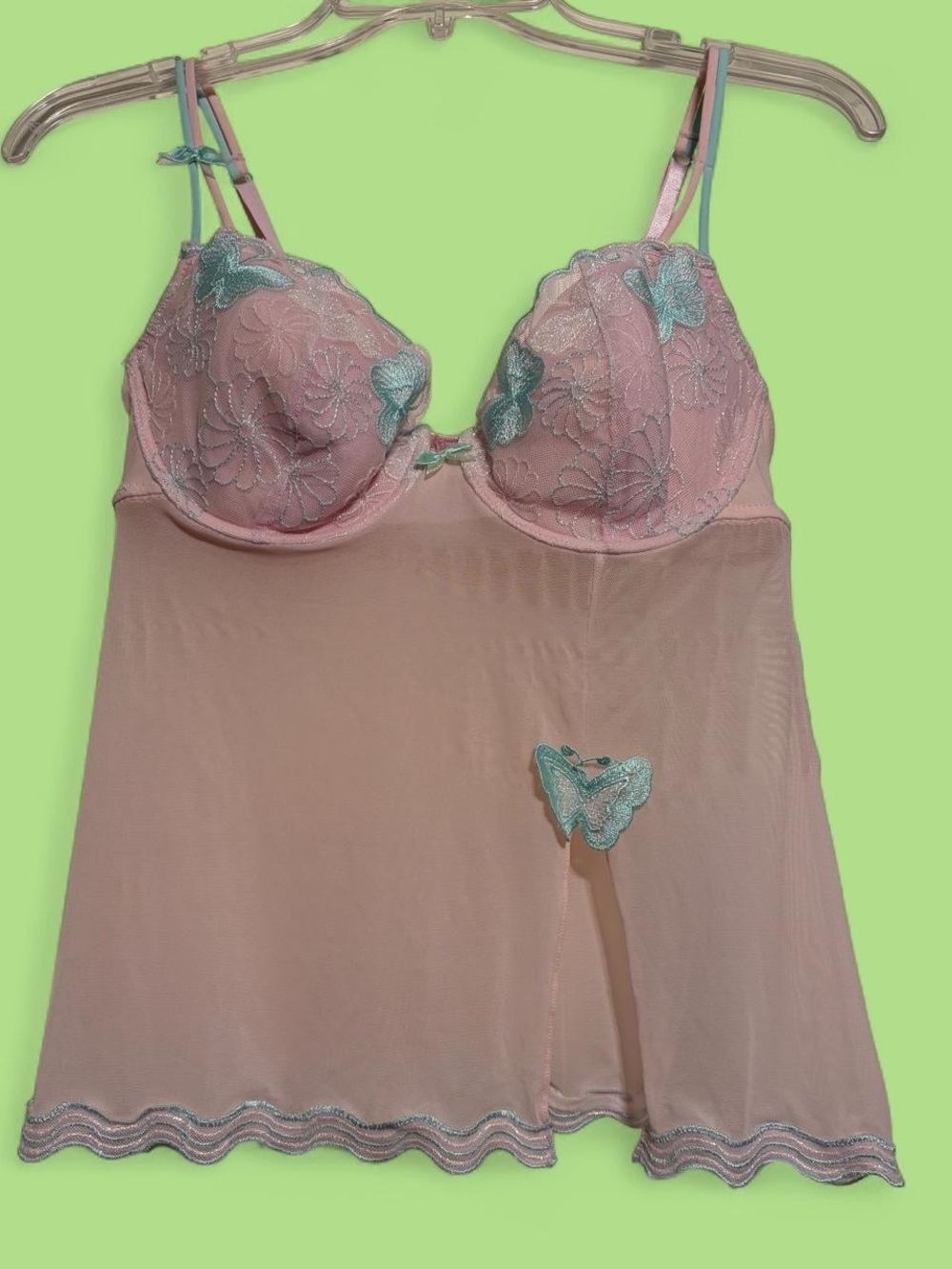 EVIE Pink Mesh Bustier Top with Appliqué Lace Cups